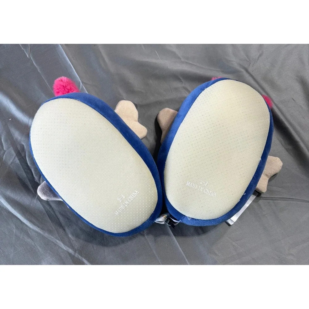 Squishmallows Feodora the Caticorn Blue Plush Slippers Kid Size 2/3 New with Tag